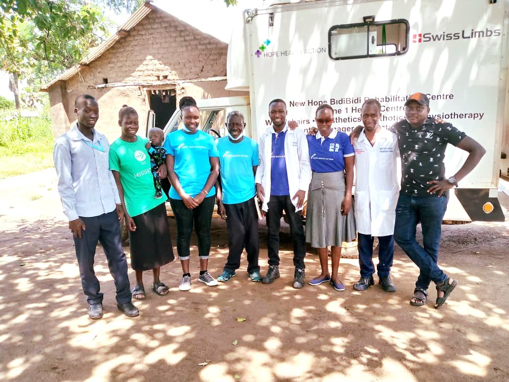 The prosthetics &amp; orthotics team at New Hope Rehab Centre conducts field visits in local areas with the mobile clinic. They recently visited the refugee settlement of Palorinya. They went door to door, assessing the disability cases and fitting them for casting. Wonderful work!👏