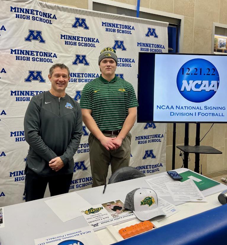 Pen to paper📝 Honored to sign with my home boy @EgertDakota GO BISON!!🤘💚💛 @NDSUfootball @Coach_Entz @FBCoachLarson @TonkaFB @RecruitTonkaFB @coachesch1