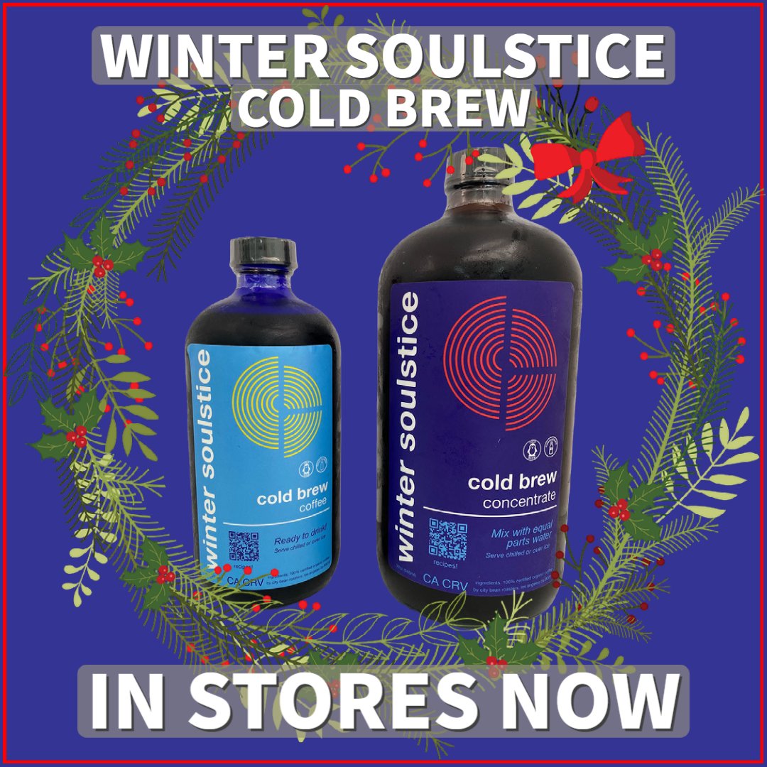 citybean's tweet photo. ❄️ In Stores Now: Winter Soulstice Cold Brew ❄️

With velvety notes of vanilla &amp; malt, Winter Soulstice is now available in 16oz RTD and 32oz 2x concentrate bottles.

Find Winter Soulstice at Hank's Organic, The Oaks Gourmet, The Shop at City Bean, or at a store near you soon. https://t.co/bNmryZOLSl