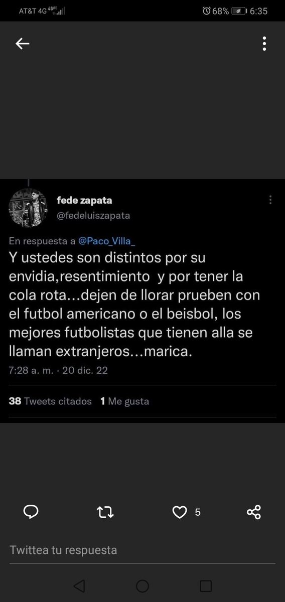 El comentario de este pendejo @fedeluiszapata no representa a <a href="/LOSCALIGARIS/">Caligaris</a>, representa a todos los argentinos