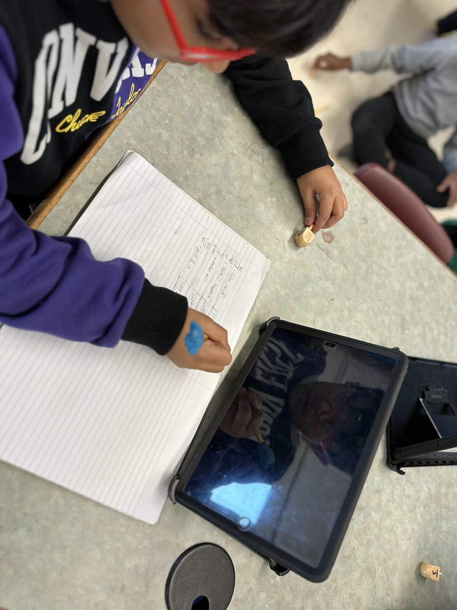 ms_tittler's tweet photo. Fifth graders are practicing collecting data and analyzing the possible inaccuracies in the production of their dreidels today.  Should we play with the dreidels weighted toward gimel or with a more even distribution? Only data (and time) will tell! @polk_street @OFFICIALFSUFSD https://t.co/kqhlDh5uXG