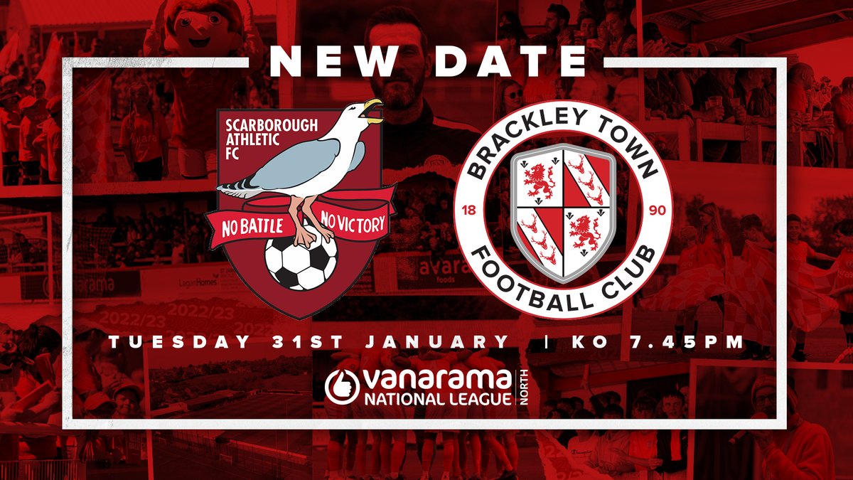 BrackleyTownFC's tweet photo. NEW DATE: Our postponed away fixture @safc has been rearranged for Tuesday 31st January. 7.45pm KO.
#WeAreBrackley 🔴⚪️ #CorrectDate https://t.co/SG0Bs0xU4s