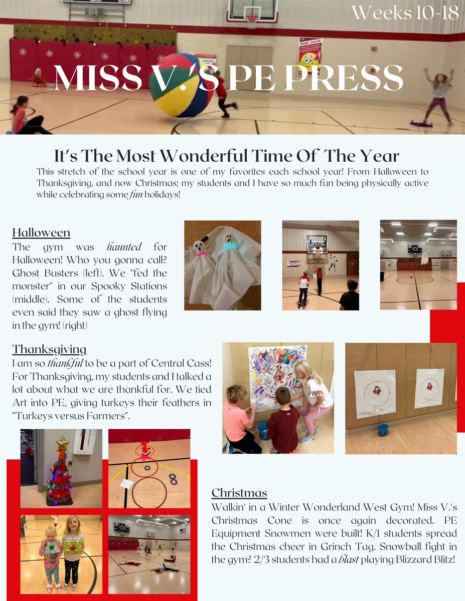 PeMissv's tweet photo. Miss V.'s PE Press Vol. #2 What have my students and I been up to? #centralcassND #SquirrelsES #physed #newsletter https://t.co/qxTVh1C809