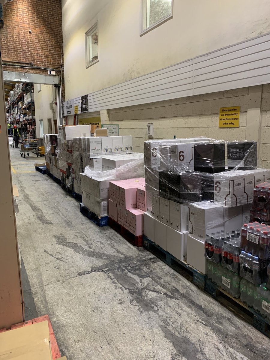 PhilBebb333's tweet photo. Pallets put away in the store today. Bath and a beer tonight 🍺 #toooldforthislark 😂 https://t.co/EidT9VZe9p