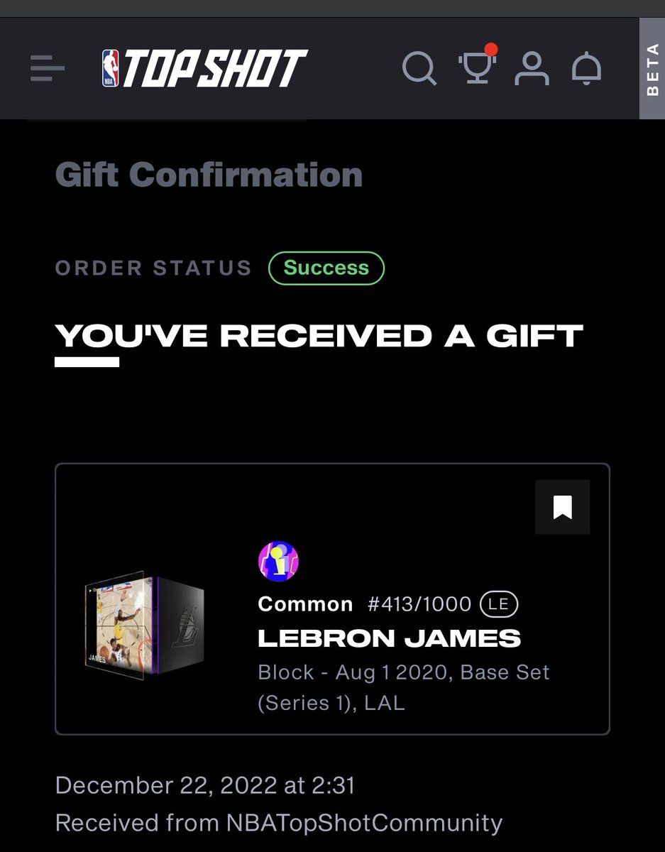bigdogbray's tweet photo. Guess I’ve been nice this year? Absolutely stoked to receive this series 1 lebron grail from @NBATopShot !

I’m passing the Christmas spirit on, comment your TS name and I’ll randomly send someone a moment from their wishlist in the next 24 hours!🎅 🏀 https://t.co/va9fSRLrFi