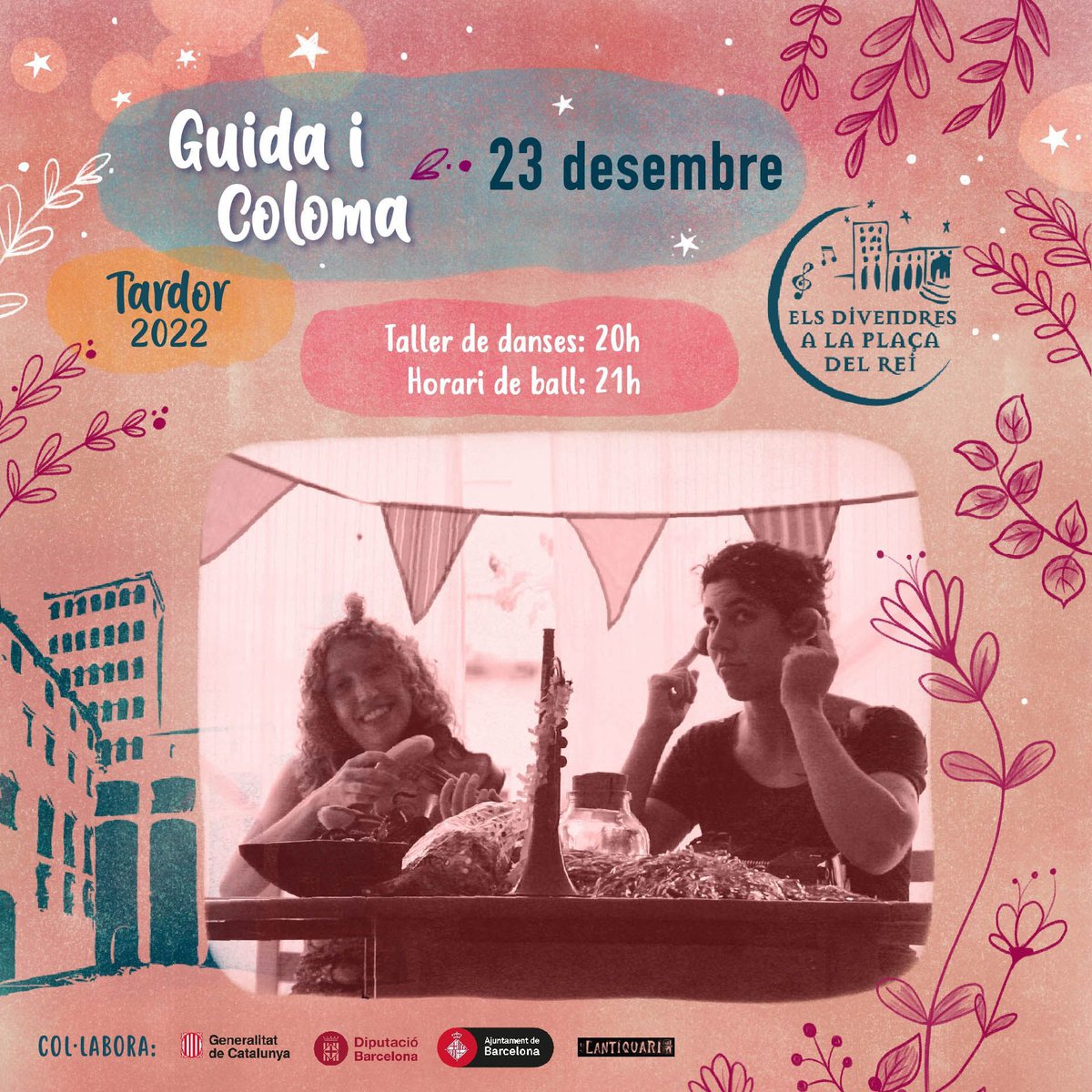 divendresrei's tweet photo. Aquest divendres a la Plaça del Rei, tindrem Ball de Nadal a partir de les cançons més nostrades i altres no tant conegudes que adaptaran na Coloma Beltran al violí i la Guida Sellarès a l’acordió i veus per oferir un ball a mida dels balladors. No us perdeu aquest #DivendresRei https://t.co/WEi9WpP5j7