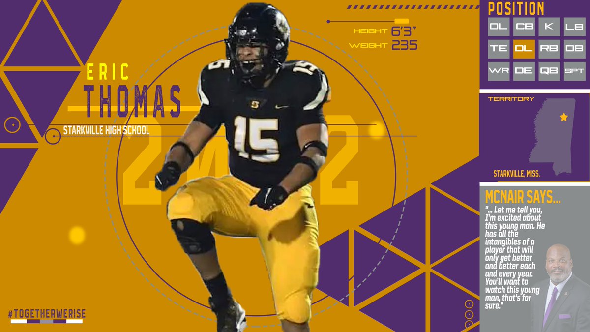 BRAVESSPORTS's tweet photo. Eric Thomas is all in with the Braves. He is ready to put in that work for @AlcornStateFB next season. As Braves... #TogetherWeRise! 🏈 https://t.co/2K5elWYuWi