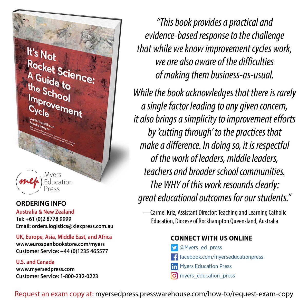 E-book now available!

Australia &amp; New Zealand--
Tel: +61 (0)2 8778 9999
Email: orders.logistics@xlexpress.com.au

UK, Europe, Asia, Middle East, and Africa-- 
eurospanbookstore.com/myers
Tel: +44 (0)1235 465577

U.S. and Canada--
myersedpress.com
Tel: 1-800-232-0223