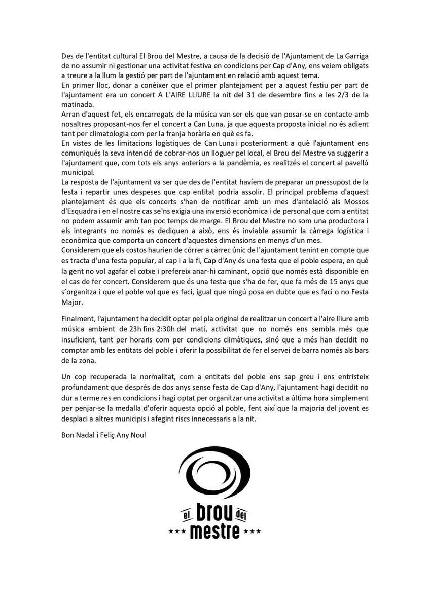 lagatzara's tweet photo. Aquest Ajuntament fa anys que considera a les entitats uns proveïdors de serveis. Potser si tinguéssim un regidor que pensés en les entitats com associacions i no com a empreses, o tinguéssim  un govern amb ganes de tenir un poble viu les coses serien diferents. #lagarriga https://t.co/ht57s5dEyK