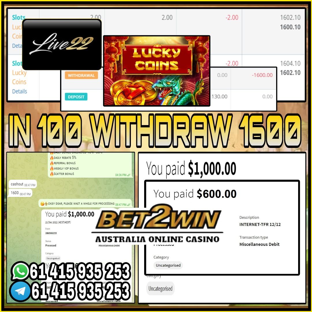 2win_bet's tweet photo. ⚜️Bet2Win Aus Online Casino⚜️

🔮Game Menu
:LIVE22~ LUCKY COINS
 IN
:$100
Withdraw
:$1600

Welcome Bonus 100%
Daily Bonus Unlimited 10%~30%

Contact us
:https://t.co/TkZPYlGiAc

#Australia #Australian #GamblingTwitter #onlinecasino #onlinepoker https://t.co/w9xLOID54g