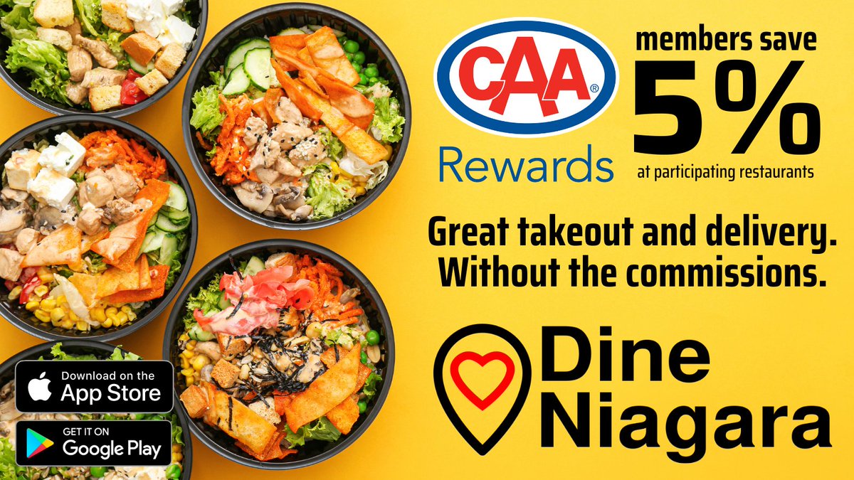 Did you know you can save 5% at participating restaurants on great local takeout and delivery when you order with Dine Niagara? Great local food. No commissions! dineniagara.ca #supportlocal #caarewards #eatlocal #skipthecommissions