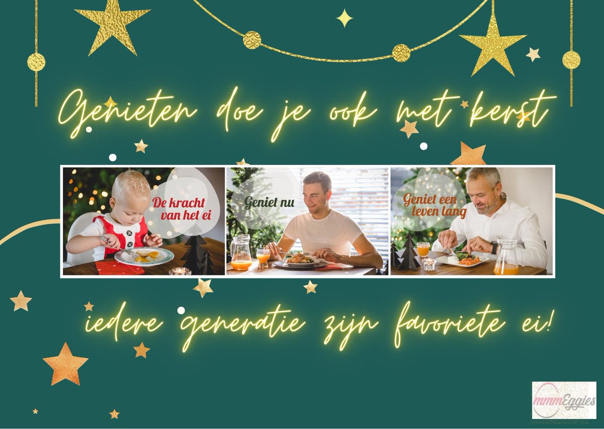 De kracht van het ei, geniet nu, geniet later! 🥚🍳🍽💕
Een goede basis voor het leven wordt in je jonge jaren meegegeven! 
Geniet van een ei,ook met kerst, elke generatie zijn favoriete ei;opa, zoon en kleinzoon blij.😊🥚🍳
Wij wensen iedereen mooie liefdevolle feestdagen!🎄🎅✨