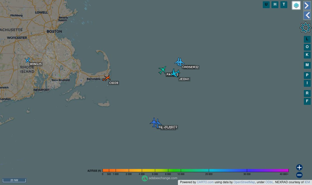 TheIntelFrog's tweet photo. A bit of activity off the Massachusetts coast this afternoon.
1 - C-17A Globemaster III
#AE1242
2 - KC-10A Extender
#AE022C
#AE0225
3 - KC-46A Pegasus
#AE5E0F
#AE63B4
#AE5FA4 https://t.co/qg3yMqw7kL