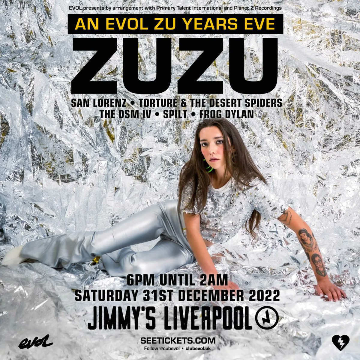 An unhinged, aggressive, frenzied pulpit of sweaty sonic rage - the filthy @SPILTBAND join us at EVOL ZU YEARS EVE, Saturday December 31st at @JimmysLiverpool. Get amongst it. Tickets via @seetickets: seetickets.com/event/zuzu/jim…