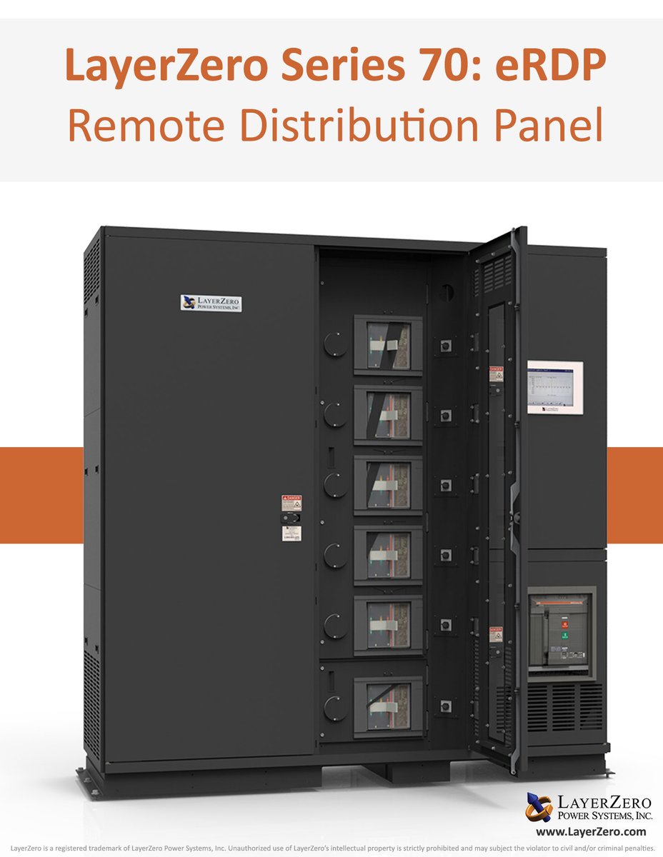 LayerZero's tweet image. The LayerZero Series 70: eRDP is a Remote Distribution Panel with No Exposed Live Parts. Inspired by NFPA-70E and designed for operator safety, @LayerZero&apos;s eRDP is ideal for mission-critical applications such as data processing centers. #LayerZero #eRDP #DataCenters #LZPS