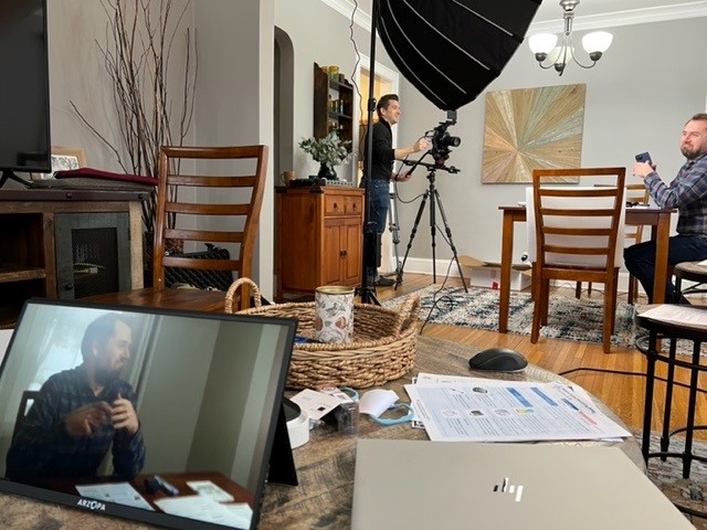 Here is a behind the scenes look at our very own Jacob Marsh filming a video for one of our clients. This client is in the healthcare industry asked us to produce a quick and cost-effective video to distribute internally! #learning #development #filming #clients #dasheandthomson
