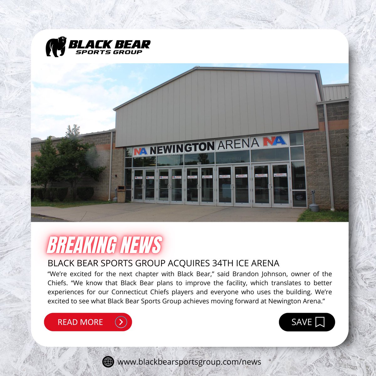 🚨BREAKING NEWS🚨

Black Bear Sports Group Acquires 34th Ice Arena, Newington Arena!

Read more at the link below 🔗
#BlackBearSportsGroup

blackbearsportsgroup.com/news