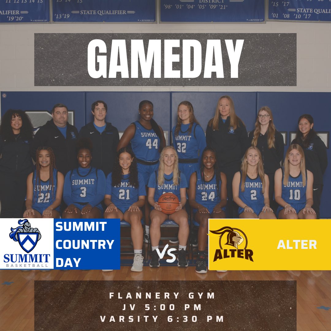 Tonight, Summit takes on last years state champion <a href="/AlterGirlsBball/">Alter Lady Knights Basketball</a> . Come watch this awesome matchup and support the girls before the holiday!
📅 12/21/2022
⏰JV: 5:00 Varsity 6:30
📍Flannery Gym
🏀 VS Dayton Alter