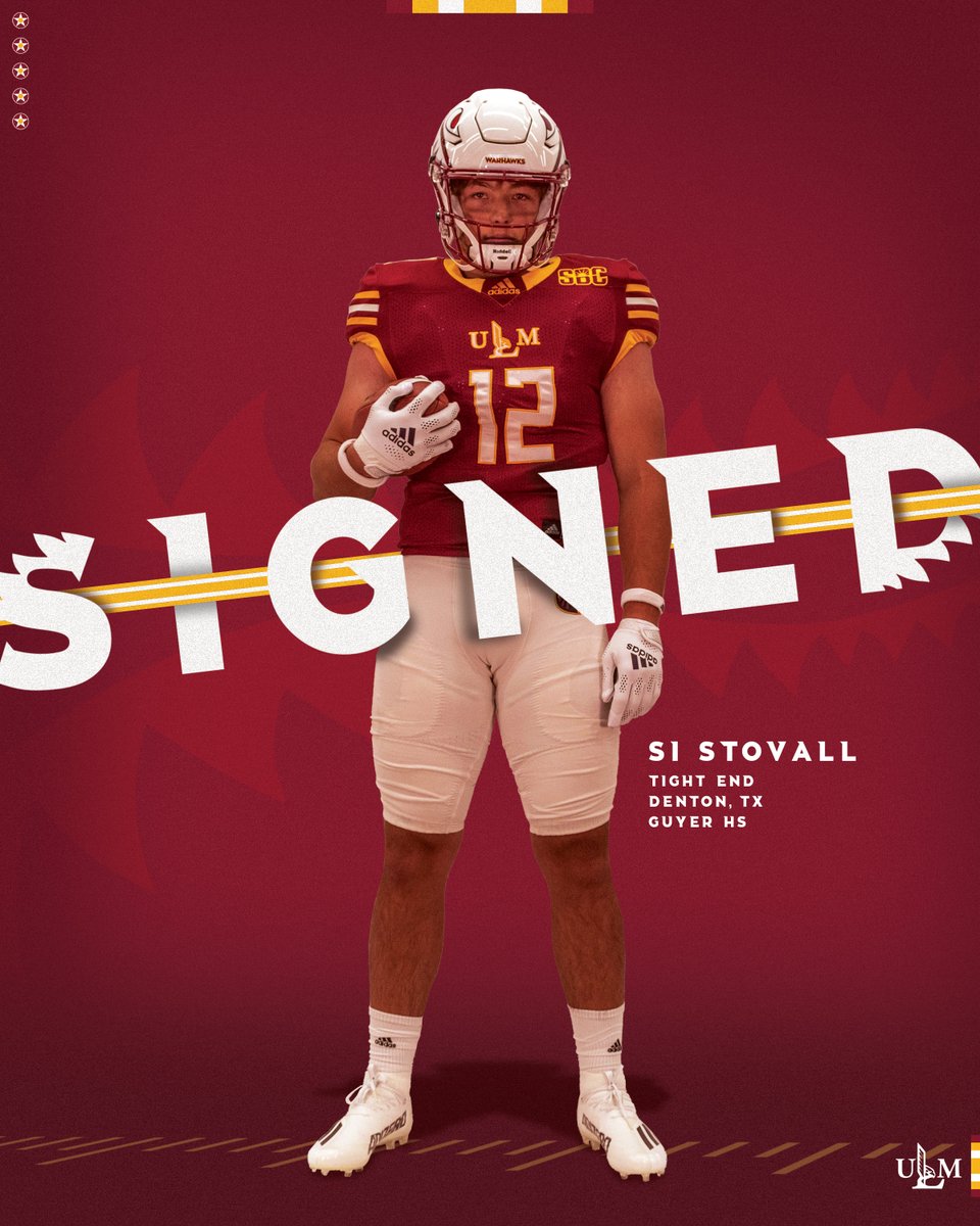 𝗦𝗜 𝗦𝗧𝗢𝗩𝗔𝗟𝗟
𝗧𝗘 | 𝟲-𝟮 | 𝟮𝟰𝟬
𝗖𝗼𝗿𝗶𝗻𝘁𝗵, 𝗧𝗲𝘅𝗮𝘀 | 𝗗𝗲𝗻𝘁𝗼𝗻 𝗚𝘂𝘆𝗲𝗿 𝗛𝗦

Ranked among the nation’s top tight ends by ESPN (No. 44) … rated the No. 3 tight end prospect in Texas … caught 13 passes for 200 yards and five touchdowns in 2022. #NSD23