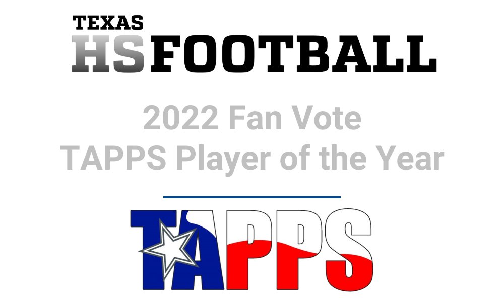 Vote for the TAPPS Player of the Year

Vote here: texashsfootball.com/tapps-fan-vote…

If you see a player in the poll that you know, tag them to let them know.  

#TXHSFB #TAPPS