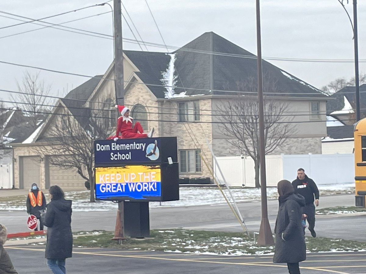 Starting the day at Dorn with the Elf on A Shelf watching over us!! 😂<a href="/DornNPD117/">Dorn Elementary</a> #bestprincipalever