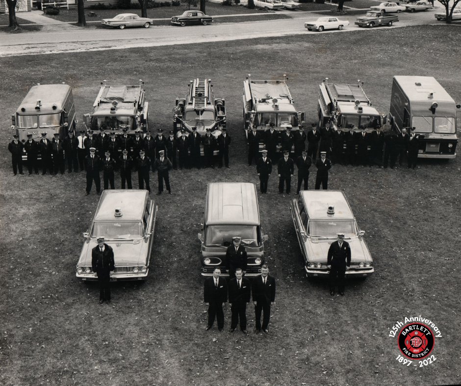 BartlettFire's tweet photo. Day 7 of #BartlettFire125 we can see the difference in emergency vehicles.

By the 1960's, a 750 gallon per minute (GPM) pumper on average was purchased at a cost of $14,075. Today, a 1,500 GPM pumper is purchased closer to a million dollars. https://t.co/voInyv07K5