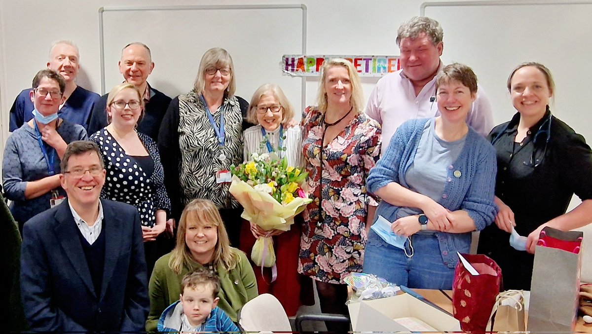 sunbeamsJACA's tweet photo. @NHSForthValley former &amp; present colleagues joined in wishing the best on Dr Isabel Scougal's special day 🎊🎉💐 https://t.co/pNJSAQZFBM