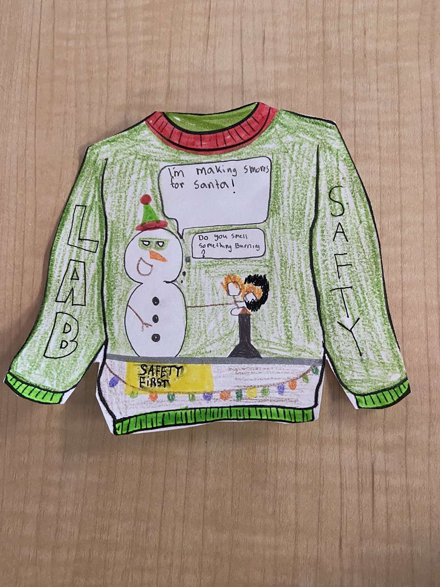 MsSMahmood's tweet photo. My students made some ugly sweaters that recapped some things they’ve learned in my class! A fun holiday activity 😊❄️☃️ @NTHS_Titans https://t.co/bbLtN1nOdX