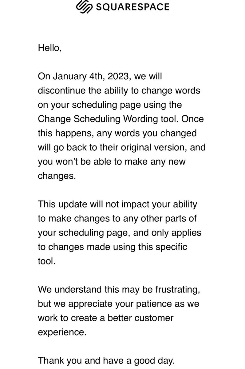 ThirdwingLTD's tweet photo. @squarespace No, you *officially announced* you were taking it away, with no reason https://t.co/Iyl4GvdZw6