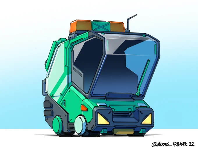 If Ron Cobb and Pixar worked together. Some recent sketches, cute trash trucks! 