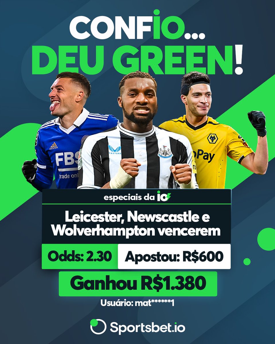sportsbetiobr's tweet photo. Ontem tivemos a volta dos campeonatos europeus e quem confiou, DEU GREEN ๐ฅ
Nosso usuรกrio colocou R$600 no especial da io e levou pra casa mais de R$1.300 ๐ค๐ค
E aรญ, vocรช tambรฉm deu green nos jogos de ontem? ๐๐ผ
#futebol #copadaliga #newcastle #leiscester https://t.co/DuD0LF23BS