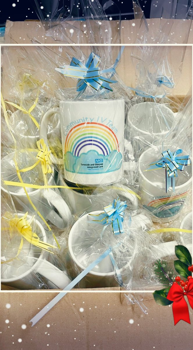 RNCamilleP's tweet photo. Just a nice touch after a busy day today! Bespoke mugs for the IV Team from our director manager @amakepeace1 THANK YOU SO MUCH, we really appreciate it 💙🌈🎄 Merry Christmas! #communitynursing #nhs #ivteam #ivtherapy #tameside https://t.co/X3sP61ivOK