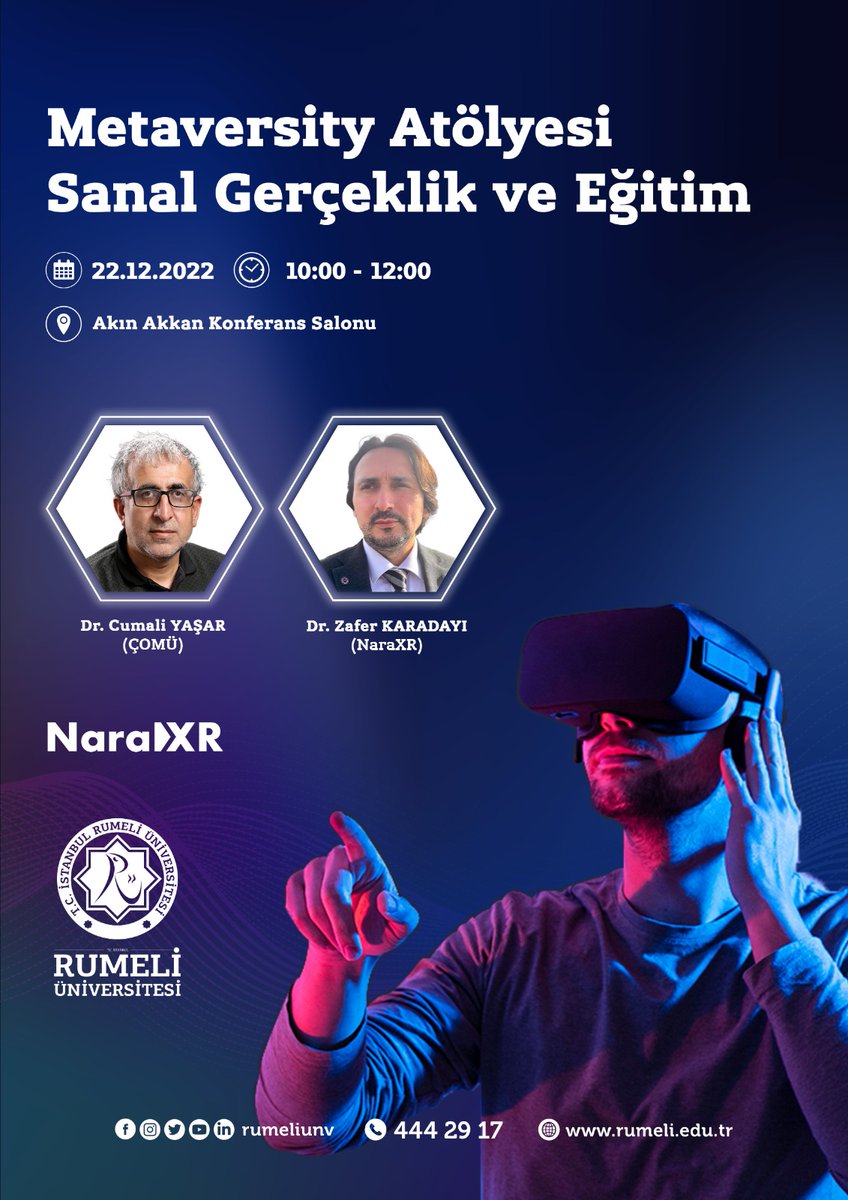 naraedtech's tweet photo. Geleceğin üniversiteleri (#Metaversity) hakkında konuşacağımız konferansa bekleriz.
#metaverse #virtualreality #augmentedreality #edtech #eLearning
@zaferkaradayi @cumaliyasar1 @rumeliunv https://t.co/c4lbIRbyFY