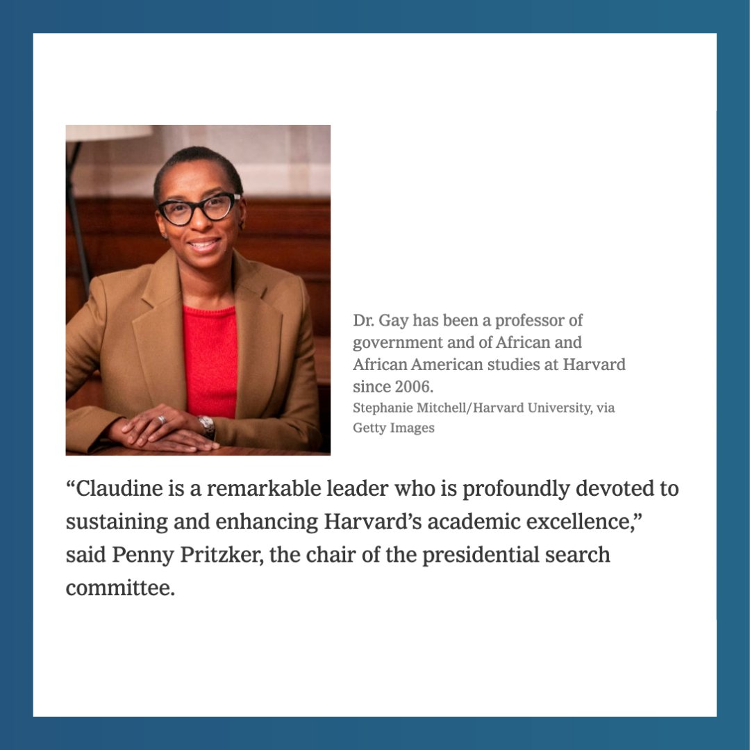 We’re celebrating a huge step for Harvard and the academic community, which has historically gate-kept leadership roles from Black women. We commend Dr. Gay for taking on the challenges of Harvard’s history while forging a bright future.