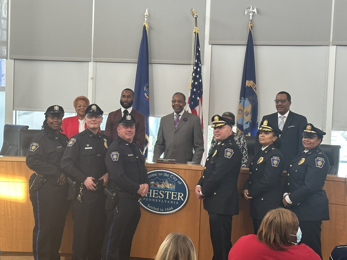 ChesterCityFire's tweet photo. Congratulations to Chester Police Officers Astrid Cottrell, Robert Ticknor
and Kyle Battinieri for getting promoted to the rank of Corporal. 

We would also like to welcome Kelly Dodgson, Ryan Galicynski, Andrew Kuhlmeier and Brett Foster as they were sworn this morning. https://t.co/X0sFZUjvrt