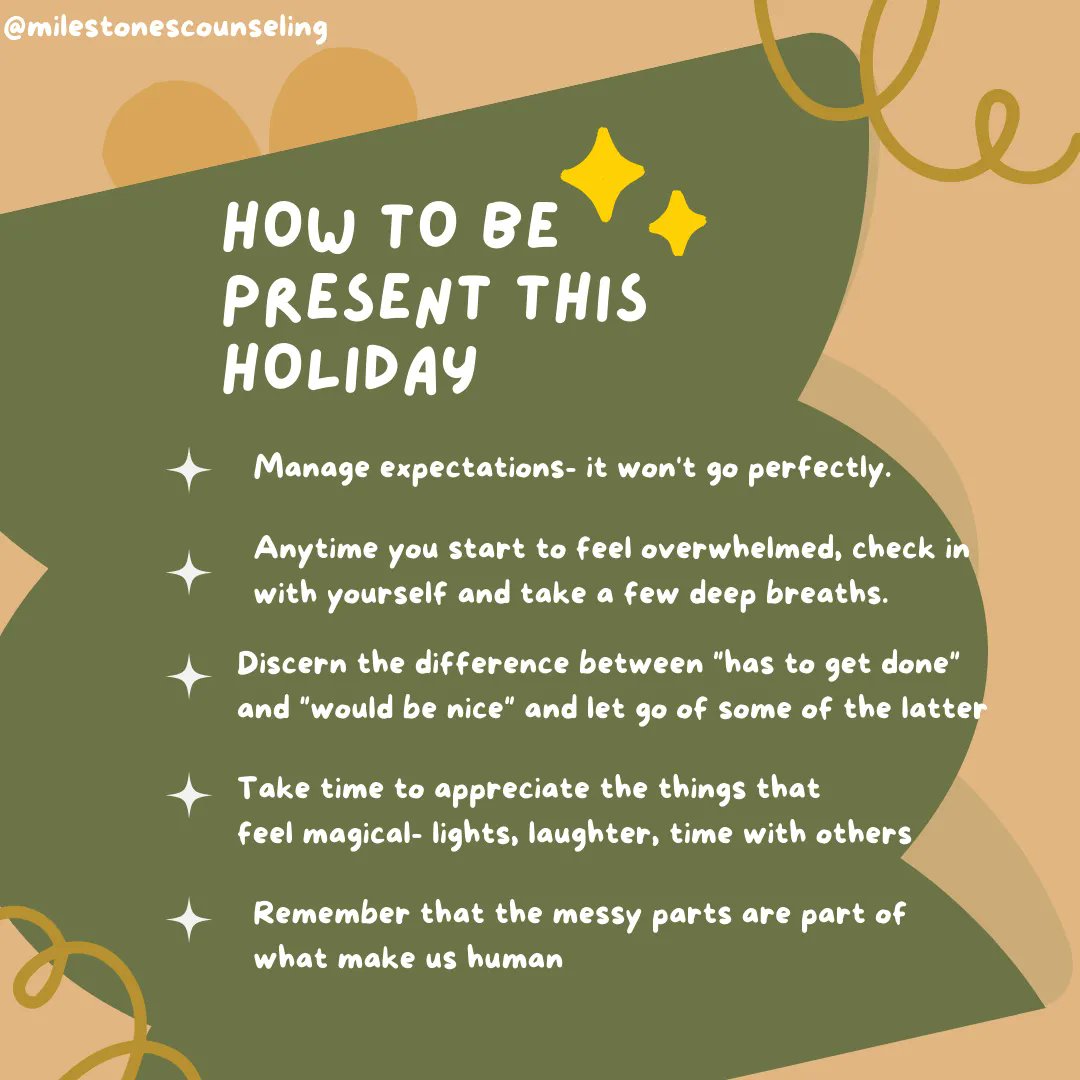 milestones_MCCS's tweet photo. May your mantra this weekend be "present over perfect."
#mentalhealth #therapy #mantra #holidaymantra #presentoverperfect #present https://t.co/JqdsaMzFkP