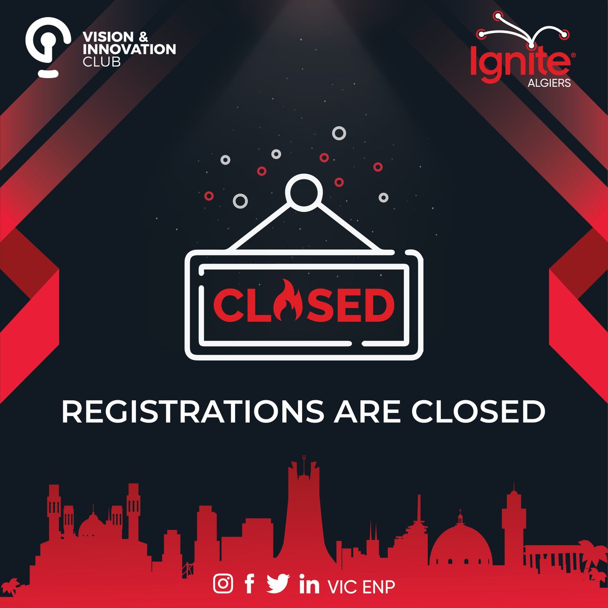 vic_enp's tweet photo. [ Ignite Algiers 🔥 Registrations closing ] 

We’re informing our delightful audience that the registrations to be one of Ignite Algiers's speakers are officially closed.  

An email will be sent to you this evening as a final answer to your application. Stay tuned! https://t.co/Ni2U7DjtWs