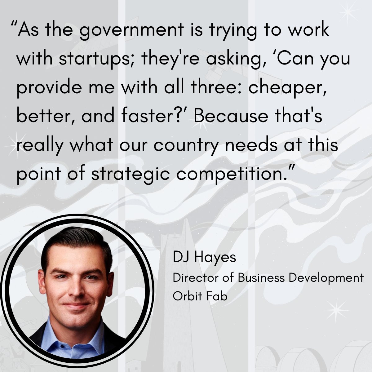 Hyperspace_AFRL's tweet photo. DJ Hayes, director of business development @OrbitFab & panelist during the 2022 #Hyperdrivesummit events - noted that the scope and scale of collaborative efforts between gov and commercial entities is accelerating to help keep a national competitive advantage. https://t.co/6d3shd9zn4