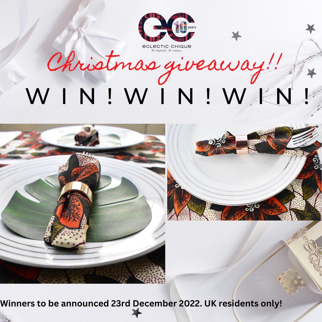 eclectic_chique's tweet photo. 2 days left! Hurry. Christmas #comp! We're giving you the chance to #WIN this #gorgeous #handmade napkin set perfect for entertaining this #Christmas. So #chic
1. FOLLOW US ⛳️
2. LIKE &amp; RT post 😍
3. TAG 3 mates👇 #comp #rttowin #retweet #competition #win #giveaway ends Friday https://t.co/dMPKNZQ1fr