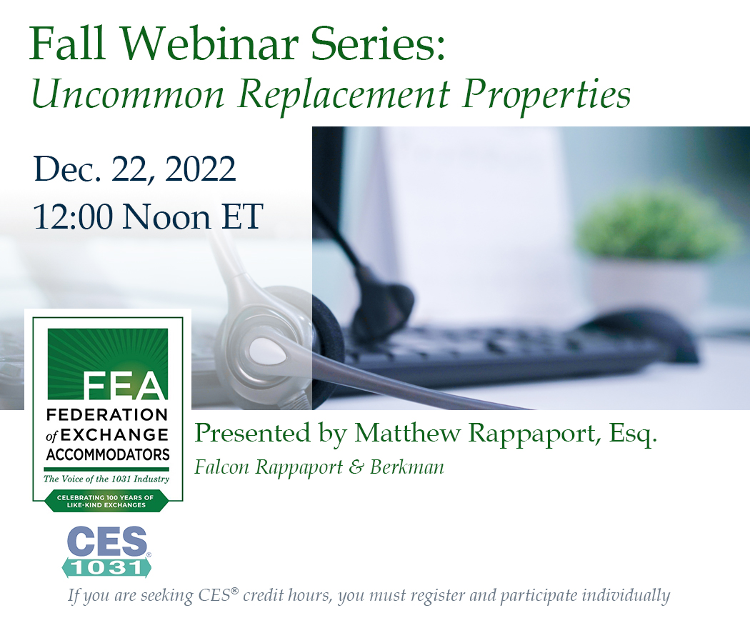 Matthew will cover some of the replacement properties we deal with less frequently, cell phone towers, transferrable development rights, conservation easements, etc.