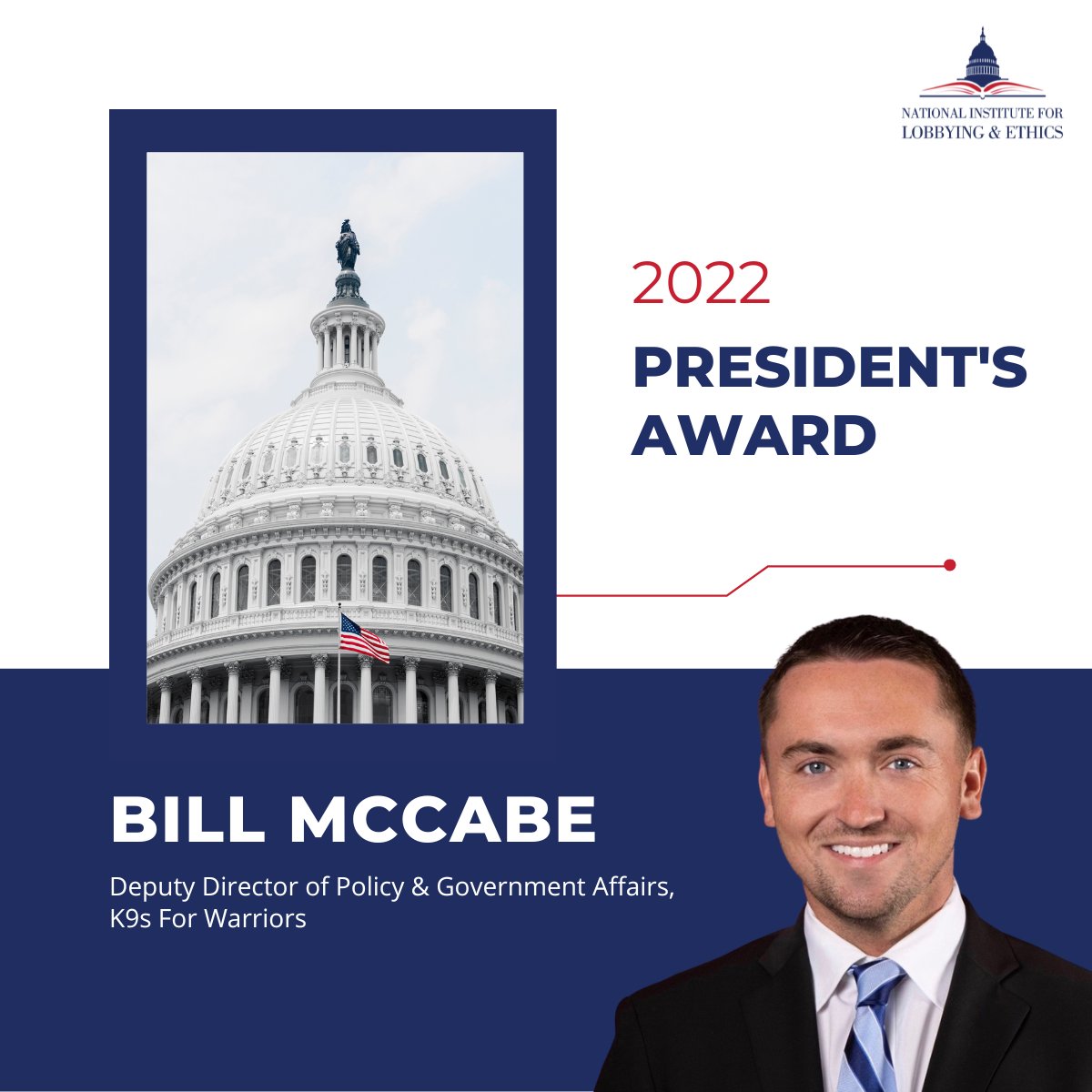 🏆 NILE President Jocelyn Hong has awarded Bill McCabe the 2022 NILE President's Award.

This award is presented to a lobbyist each year who positively represents the profession, has given back to their community, and upholds NILE’s high ethical standards.