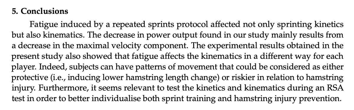 🚨NEW PAPER🚨
Repeated sprints 🏃‍♂️and changes in running kinetics and kinematics 🧐📉
Changes in the running pattern and thus estimated hamstring length/strain differ between ⚽️players... supporting an individual approach 🧩
Open access 👇
mdpi.com/1660-4601/19/2…