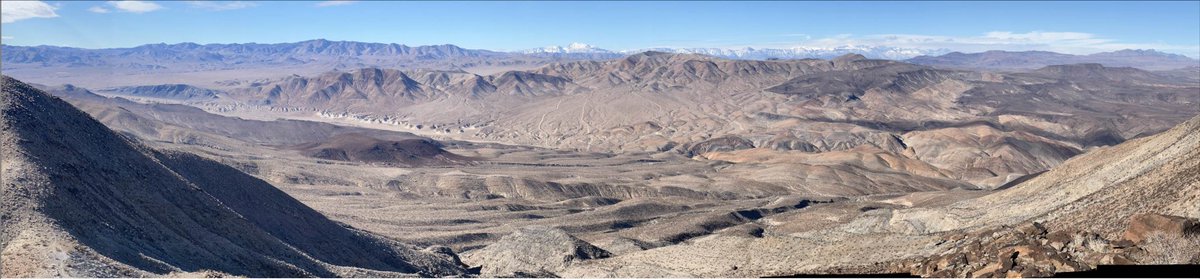 RCRL15's tweet photo. RCRL student Josh Malone , Xavier Janson and Buddy Price (Devon) recently spent a week in the  Death Valley area  scouting spectacular exposure of Pennsylvanian platform, slope and deep-water deposits for Josh's PhD project. https://t.co/1WcxM0HnsO