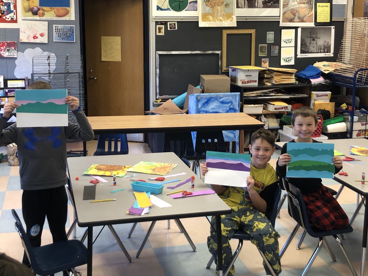preletzBASDart's tweet photo. Second grade is learning about landscape, collage and artist Ted Harrison ⁦@MillerHeightsES⁩ 🖌️ https://t.co/WR9gzzNIiF