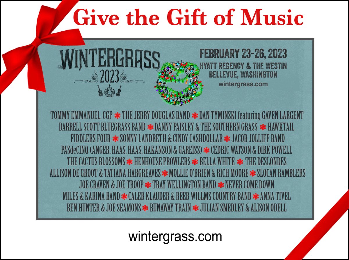 Give the gift of music. Wintergrass is a family friendly 4-day music festival in Bellevue, WA. #Bluegrass #MusicFestival #Music #AcousticMusic #RootsMusic #AmericanaMusic