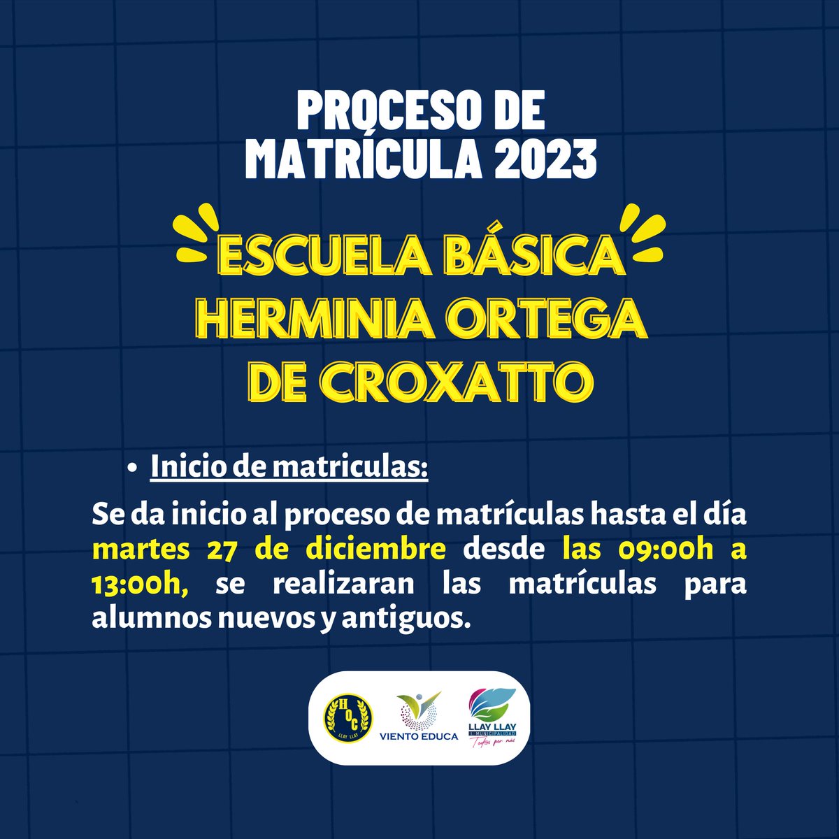EducaViento's tweet photo. ⭕️#LlayLlay Información sobre el proceso de matrículas de Establecimientos Educacionales👶👧🧒
#sanfelipe #Llaillay #valpo #Valparaiso #chile #educacion #preescolar #parvulos https://t.co/dAf6KjobaE