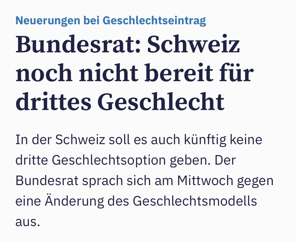 Derselbe Bundesrat, der noch vor zwölf Tagen die Diskriminierung der #LGBT Bevölkerung bekämpfen wollte, hat jetzt leider #KäLuscht eine der grössten Hürden für nicht-binäre Menschen zu beseitigen. Das ist gelinde gesagt: verstörend. Was braucht die🇨🇭denn, um «bereit» zu sein?