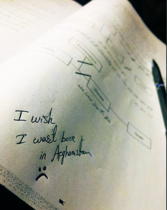 A note by a female medical student in Afghanistan who the Taliban has banned from continuing her studies. #LetHerLearn