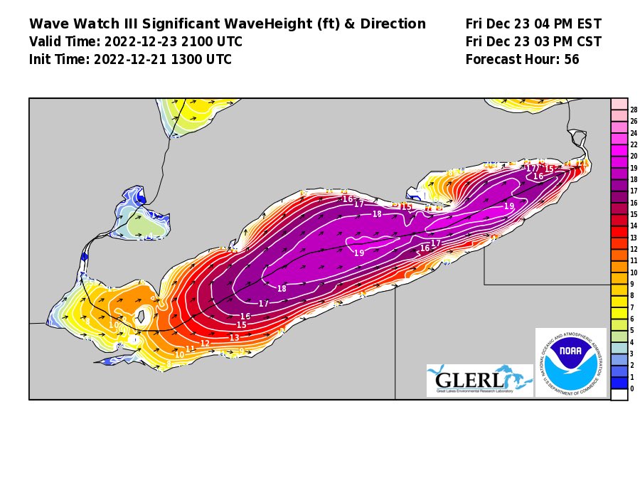 This winter storm will be historical for so many including our Great Lakes…#LakeErie’s wave heights are projected to near 20ft Friday afternoon/evening🌊😳🤯

<a href="/wkyc/">WKYC 3News</a> <a href="/wkycweather/">WKYC 3weather</a> #OHwx #Cleveland #3Weather <a href="/NOAA_GLERL/">NOAA Great Lakes Environmental Research Laboratory</a> <a href="/NWSCLE/">NWS Cleveland</a>
