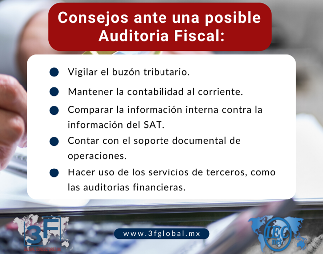 3fglobalC's tweet photo. Sigues estos consejos para evitar contratiempos si llegarás a tener una visita del SAT.
#sat #contabilidad #buzontributario #3fglobal https://t.co/B3i0yArlLl